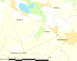 Map commune FR insee code 62501
